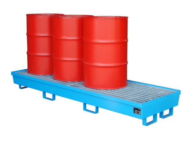 Opvangbak 4x 200l Opvangvol. 233l Blauw 285x 2400x 800mm Rooster