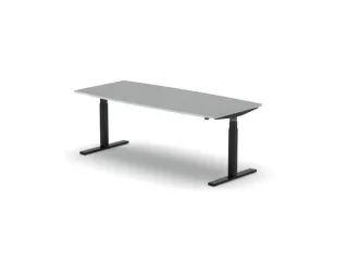 Elektrisch ihv Vergadertafel Vatvorm 2000x800mm Zwart+ Grijs Blad - 1