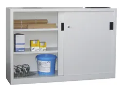 Schuifdeurkast 1000x1500x400mm 2 Oh Cilinderslot Tussenwand Ral7035