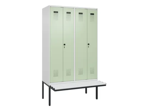 PBM-locker met bank,HxBxD 2120x1200x815mm,4vak,vak B 300mm