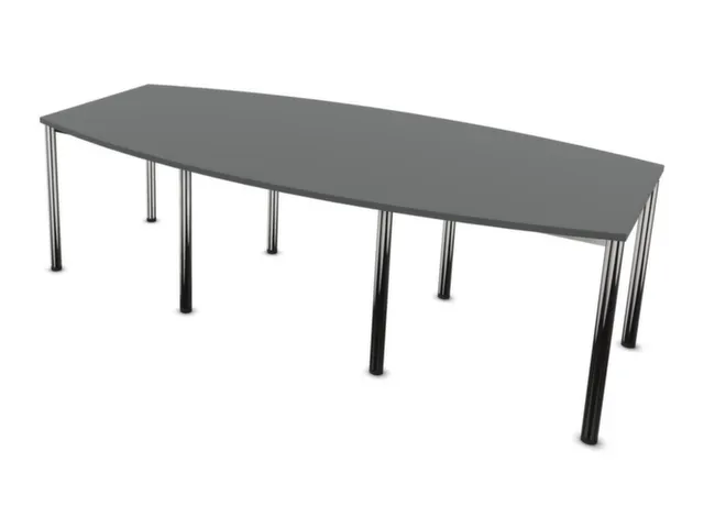 vergadertafel,HxBxD 740x2400x1200mm,vatvormig,MS-donkergrijs