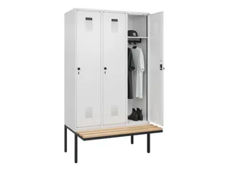 locker met bank,HxBxD 2120x1200x815mm,3vak,vak B 400mm,draaigrendel - 1