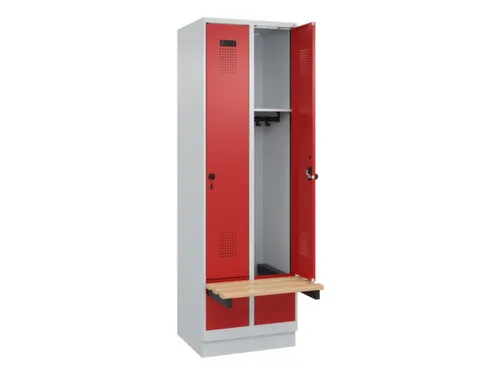 locker met bank,HxBxD 1950x600x815mm,2vak,vak B 300mm,draaigrendel