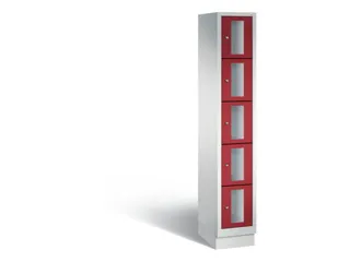 Lockerkast 1800x320x500mm 1x5 vakken Cilinderslot, Sokkel, RAL3003 - 2