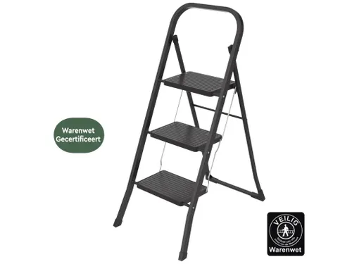 Huishoudtrap Metaal SL300 zwart 3 Treden