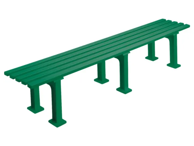 Kunststofbank 415x2000x370mm Zit H 415mm 5 Latten 3 Pootstellen Groen