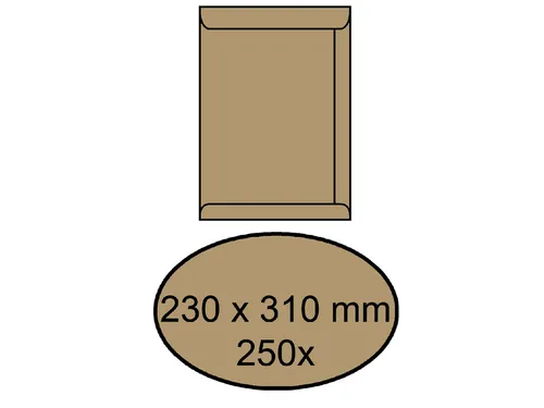 Envelop Akte 230x310mm 90gr Bruin Zelfklevend