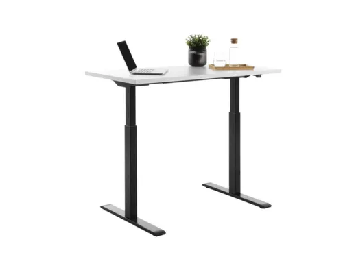 Elektrisch ihv bureau,HxBxD 700-1200x1200x600mm,blad wit,T-voet zwart