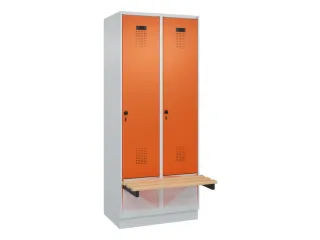 locker met bank,HxBxD 1950x800x815mm,2vak,vak B 400mm,draaigrendel - 2