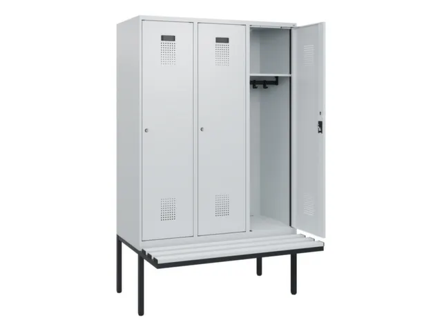 locker met bank,HxBxD 1950x1200x815mm,3vak,vak B 400mm,cilinderslot