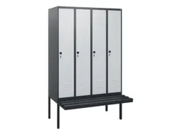 locker met bank,HxBxD 1950x1200x815mm,4vak,vak B 300mm,draaigrendel
