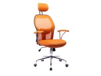 Moderne bureaustoel in hoogte verstelbaar oranje stof netrug