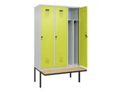 locker met bank,voor scheiding van kleding,HxBxD 2120x1200x815mm,3vak
