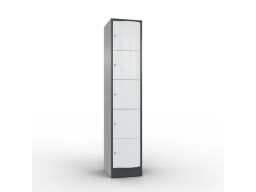 lockerkast 1950x396x540mm 1x5 vakken RAL7021 front RAL7035 sokkel