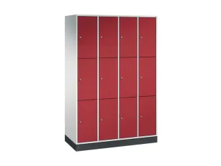lockerkast,RAL 7035/RAL 3003,HxBxD 1950x1220x500mm,4x3vakken,cil.-slot - 2