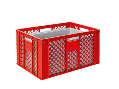 Euronorm-stapelbak,m. isoleerbox,HxLxB 320x600x400mm,63/35l,HDPE,rood