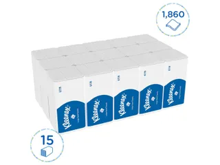 Handdoek Kleenex i-vouw 2-laags 21.5x31.8cm 15x124stuks wit 6778 - 3