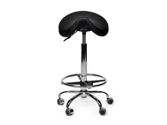 Zadelkruk Office Premium hoog met voetring harde wielen zw