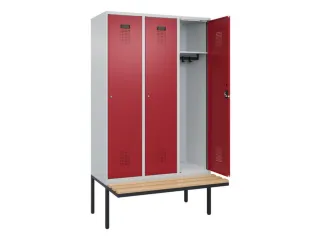 locker met bank,HxBxD 2120x1200x815mm,3vak,vak B 400mm,cilinderslot - 1