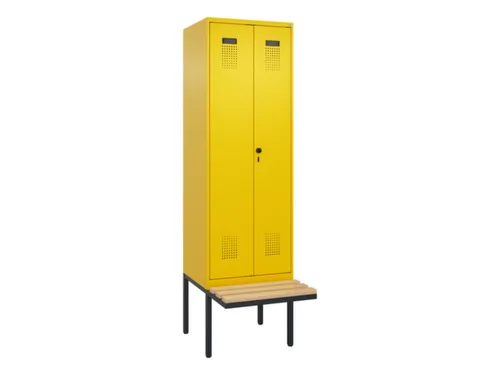 locker met bank,voor scheiding van kleding,HxBxD 2120x600x815mm,2vak