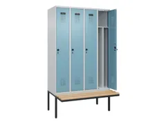locker met bank,voor scheiding van kleding,HxBxD 2120x1200x815mm,4vak
