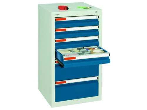 ladekast HxBxD 900x500x500mm 6laden vergrendeling RAL7035 RAL5010