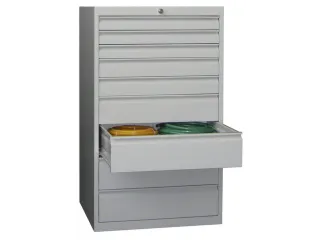 ladekast HxBxD 1200x715x600mm 9laden slot RAL7035 front RAL5010 - 1