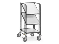 Esd-eurobakkenwagen 9381 250kg 600x400mm 3 Etages Hout Ral7015