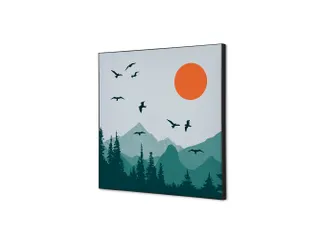Wanddecoratie Textiel Set 40x40cm Zon en Vogels - 1