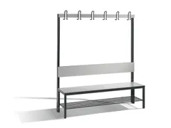 omkleedbank,HxLxD 1710x1500x407mm,HPL zilvergrijs,frame staal RAL7021