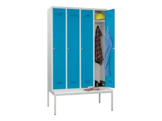 locker met bank,HxBxD 2150x1200x500mm,4vak,RAL7035,front RAL5012 - 1
