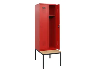 locker met bank,HxBxD 1950x600x815mm,2vak,vak B 300mm,cilinderslot - 1