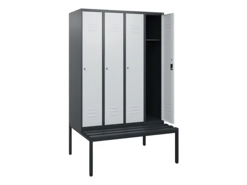locker met bank,HxBxD 1950x1200x815mm,4vak,vak B 300mm,cil.-slot