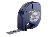 Labeltape Dymo Letratag 91208 Metallic 12mm Zwart Op Zilver S0721730