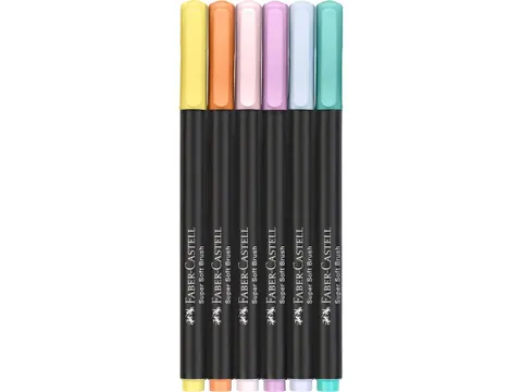 Brushpen Faber-Castell Black edition pastel 6 stuks in karton etui