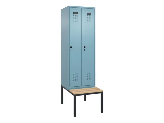 locker met bank,voor scheiding van kleding,HxBxD 2120x600x815mm,2vak