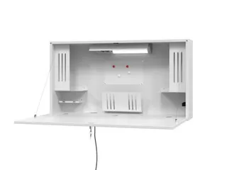 wandbureau,in-/uitklapbaar,HxBxD 650x1200x260mm,blad wit,romp wit - 1