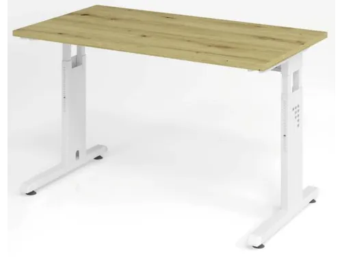 bureau,HxBxD 650-850x1200x670mm,blad eiken,C-voet zwart
