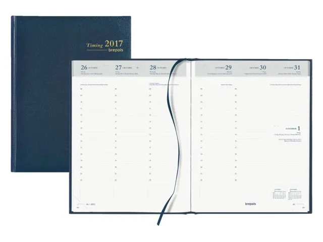 Agenda 2027 Brepols Timing Lima 7 jours/2 pages 4 langues bleu