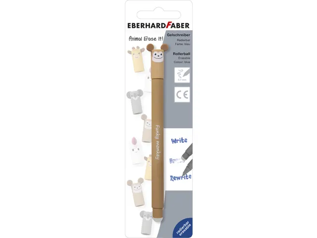 Stylo gel Eberhard Faber Animal Erase-It blister ass. couleur écritur