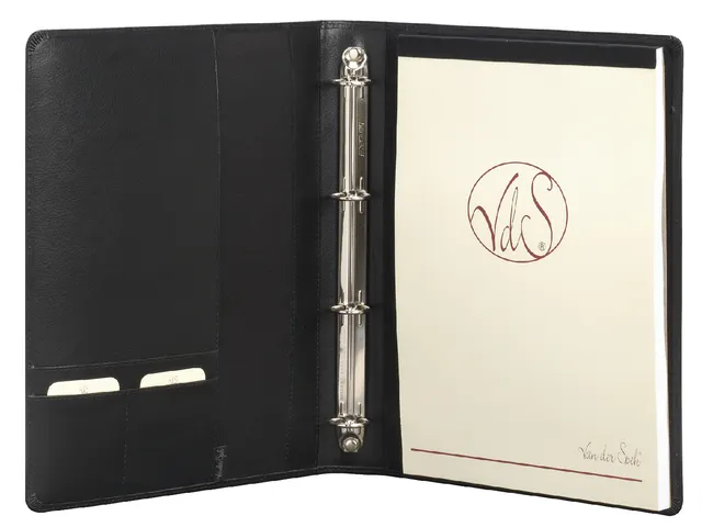 Schrijfmap van der Spek A4 4-rings 25mm O-mechaniek leer met nerf zwar