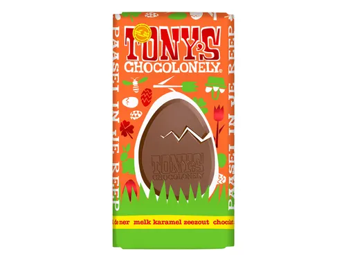 Chocolade Tony's Chocolonely paasreep melk karamel zeezout 180 gram