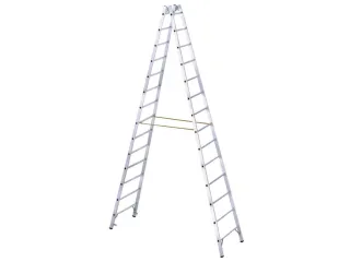 Bokladder Dubbelzijdig Aluminium 4.02m 2x14sporten Stalen Scharnieren - 1