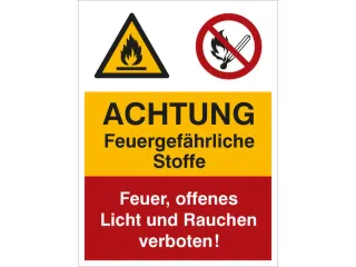 combi-bord waarschuwing/verbod,Let op! Brandgevaarlijke stoffen - 1