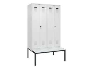 PBM-locker met bank,HxBxD 2120x1200x815mm,4vak,vak B 300mm - 2