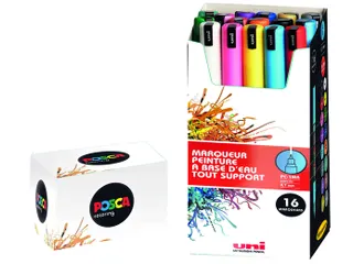 Verfstift Posca PC1MR Extra Fijne punt 0,7mm 16 stuks assorti - 1