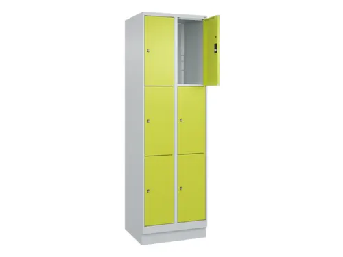 lockerkast,HxBxD 1950x600x500mm,2x3vakken,vak B 300mm,cil.-slot,sokkel