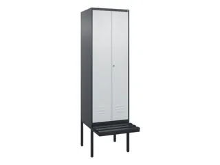 PBM-locker met bank,HxBxD 2120x600x815mm,2vak,vak B 300mm,cil.-slot - 1