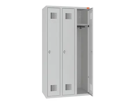 lockerkast,HxBxD 1800x900x500mm,3vak,draaigrendel,sokkel,romp RAL7035