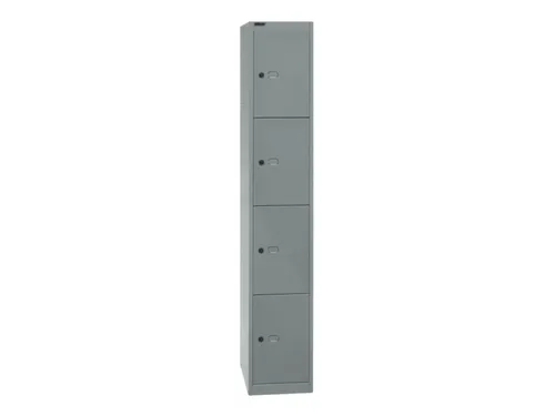 lockerkast,HxBxD 1802x305x457mm,1x4vakken,cil.-slot,romp zilverkleurig